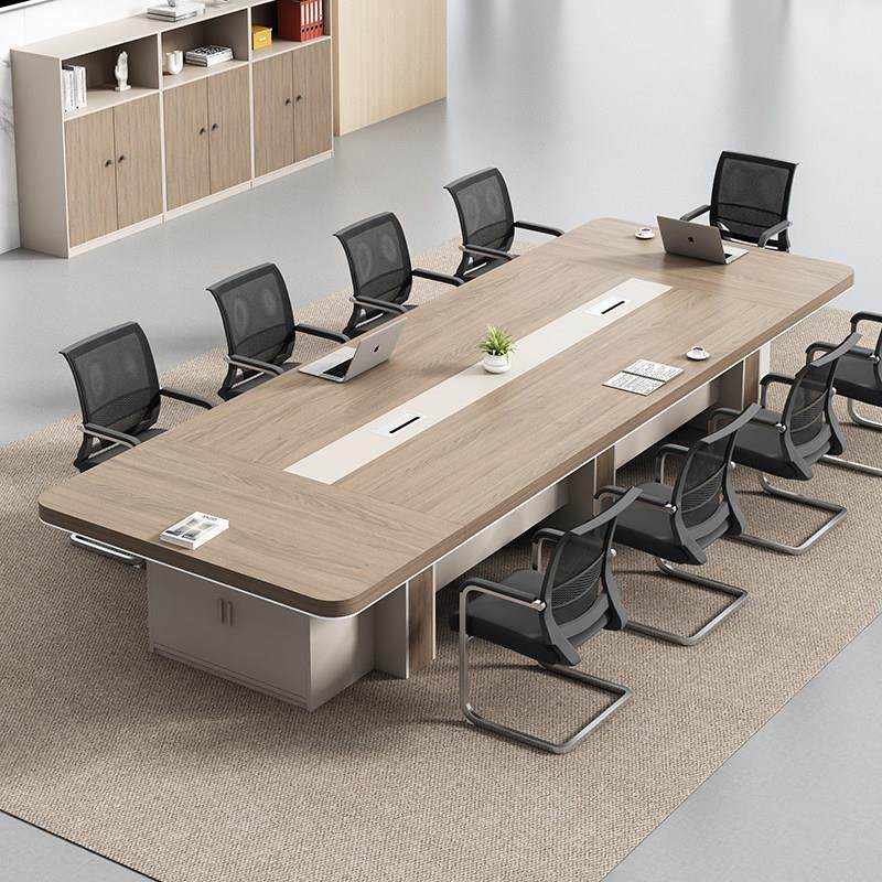 会议桌椅组合加厚板式长条桌简约现代长方形大型办公室家俱洽谈桌