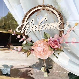 服装店欢迎光临花环墙上挂牌创意挂饰卧室房门客厅遮丑墙壁装饰品