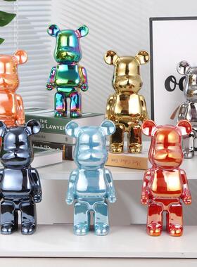 网红卡通陶瓷电镀暴力熊储存钱罐桌面客厅室内电视柜酒柜玄关摆件