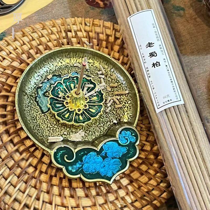 厚院【观莲】景泰蓝香插掐丝珐琅线香炉盘香托盘家用文房摆件装饰