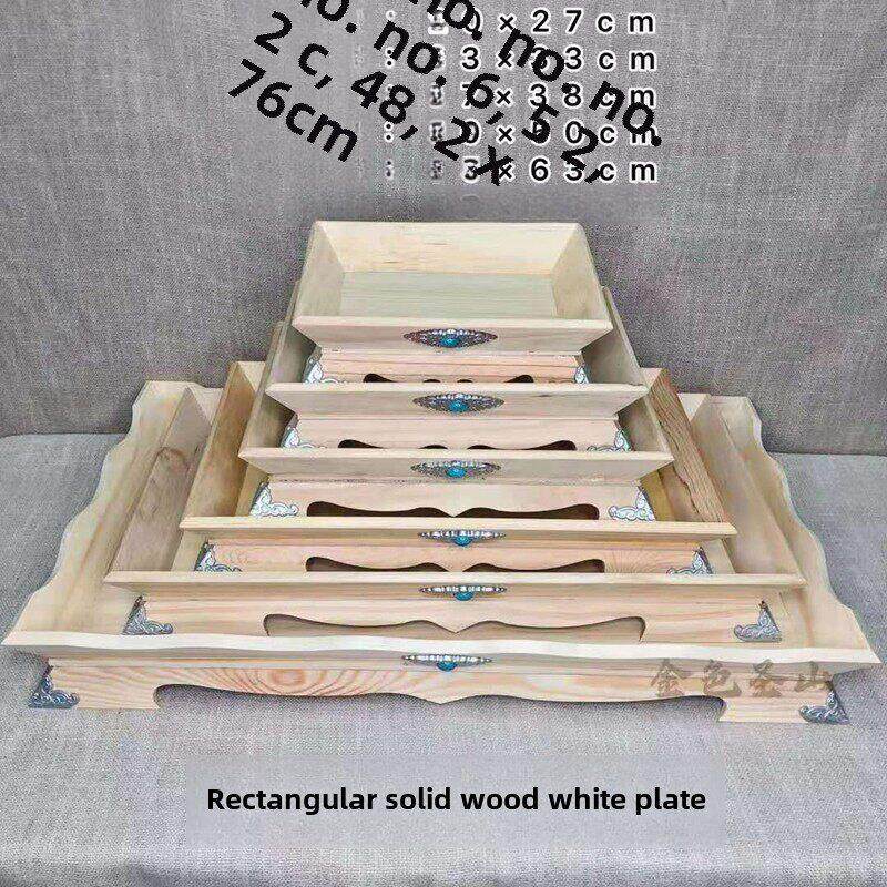 蒙古烤全羊柄肉盘烤羊背羊腿蒙古包餐厅专用餐具长方形实木盘子