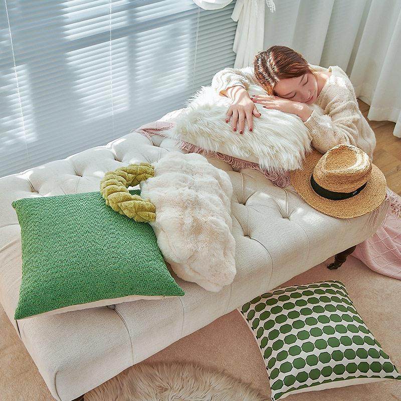 依兮法式轻奢客厅沙发抱枕绿色床头靠垫二合一毛绒毯子靠垫套靠枕,居家布艺,抱枕被,淘宝优惠券,粉丝福利购,淘宝优惠卷