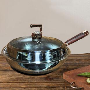 316不锈钢家用蜂窝不粘锅炒菜锅平底锅加高锅盖电磁炉燃气灶通用