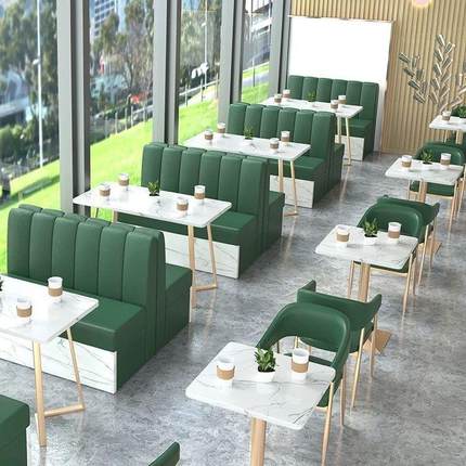 网红奶茶店桌椅商用组合西餐厅卡座沙发休闲汉堡餐饮甜品店咖啡厅