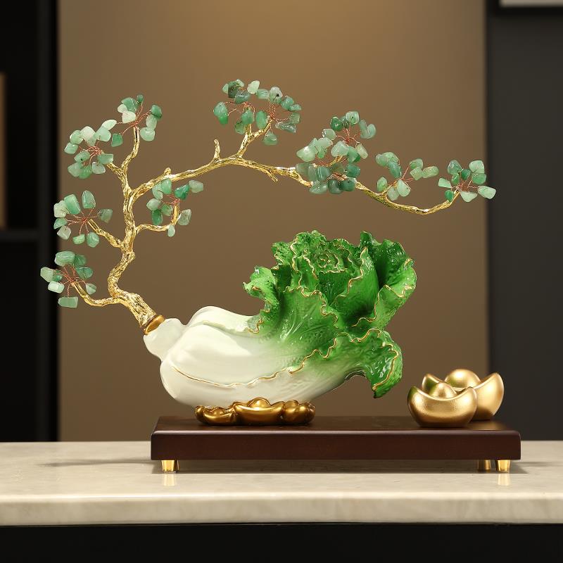 白菜摆件高端款客厅玄关招财开业礼品百财酒柜装饰品乔迁开店礼物