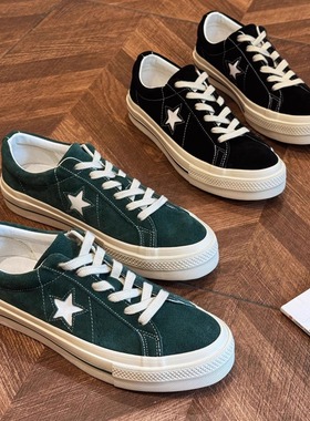 小星星经典日系复古硫化鞋实心底低帮水染翻毛皮休闲板鞋ST616