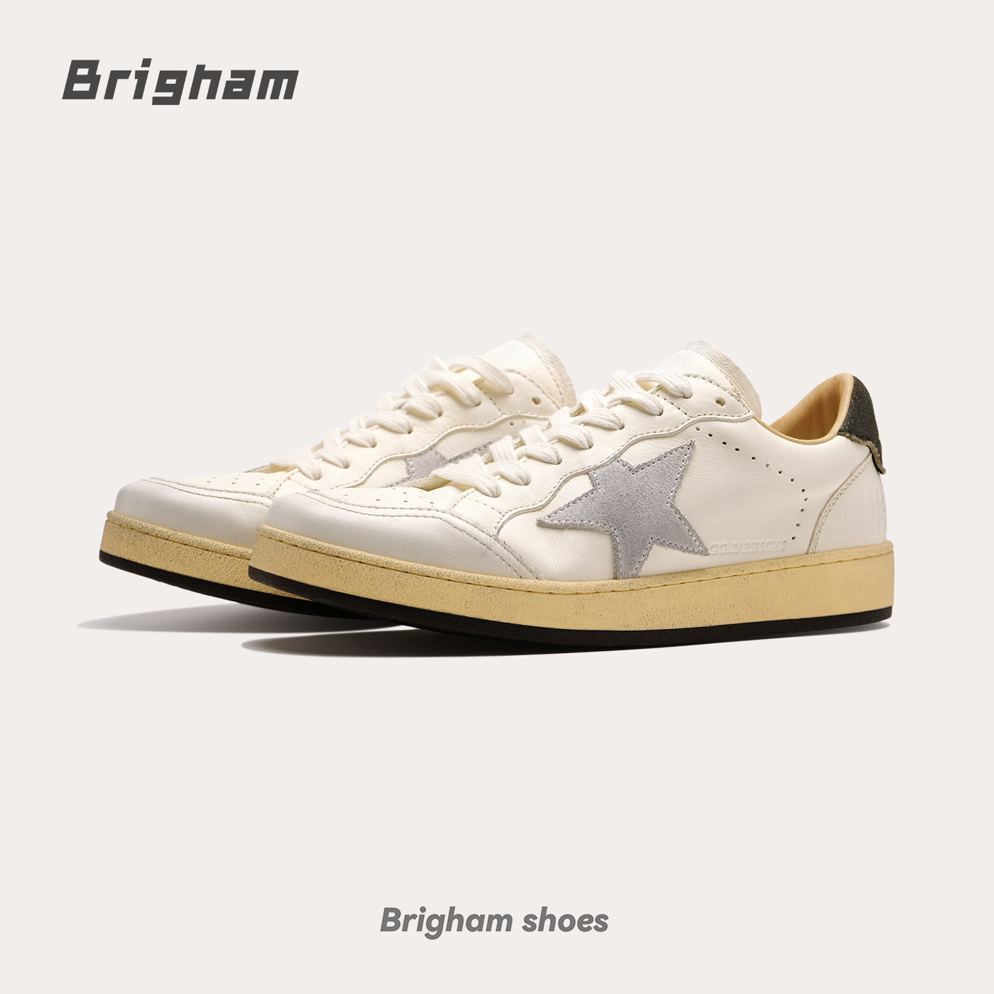 Brigham“小G”手工复古擦色做旧脏星星男女款休闲牛皮板鞋D280