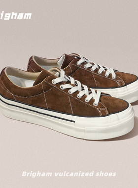 小翘头秋冬复古厚底板鞋牛反绒高街美式休闲硫化低帮百搭男女款