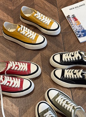 “黑眼圈”25ss.日系复古硫化鞋实心底描边休闲运动帆布鞋K5050