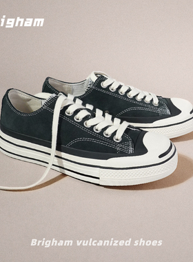 Brigham“微笑”秋冬反绒皮日系经典低帮三层实心底硫化鞋D100