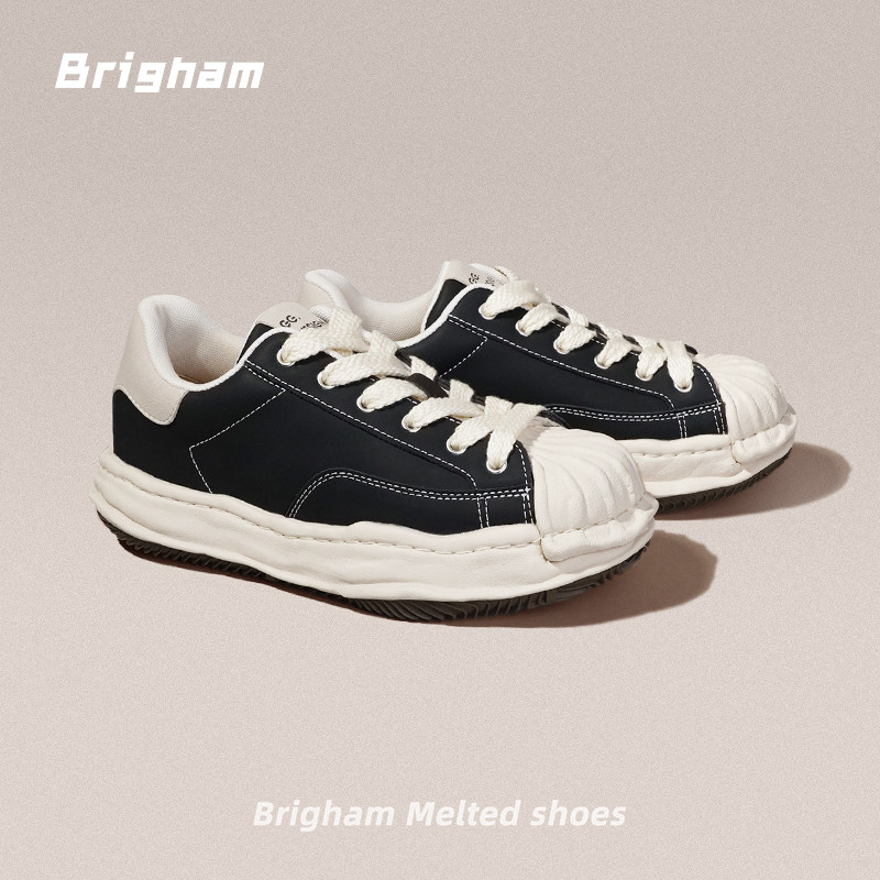 秋冬复古增高厚底百搭男女款三原溶解贝壳头牛皮休闲板鞋SY1220