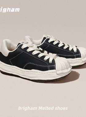 秋冬复古增高厚底百搭男女款三原溶解贝壳头牛皮休闲板鞋SY1220