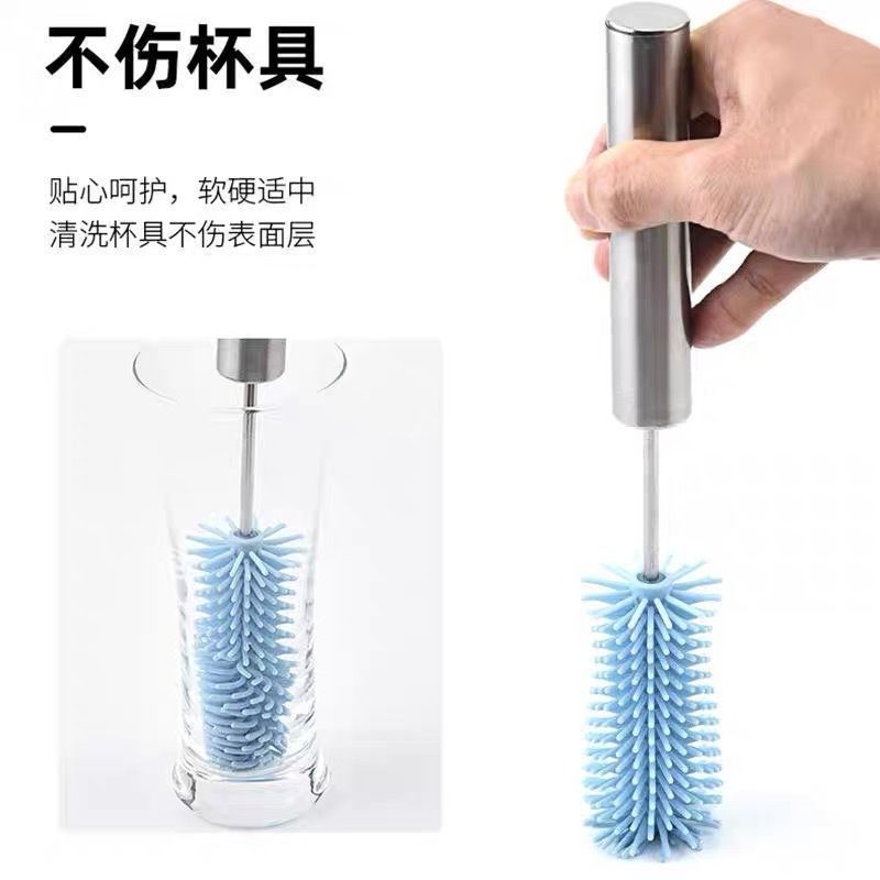 【下单立减50】半自动杯刷不锈钢长柄按压旋转刷洗杯子神器清洁刷