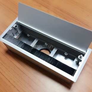 大班台办公桌面翻板走线孔盖铝合金插座毛刷线盒连体