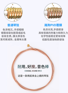 狗琴弦民谣吉他弦根弦覆膜磷铜吉他弦线全木吉它弦