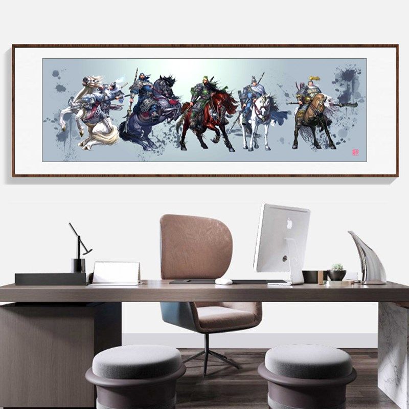 国五虎上将图水墨画画像壁画常山赵子龙古风挂画饭店饰画