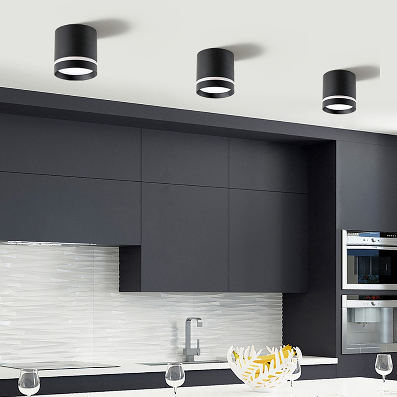 无灯明装筒灯免孔卧室客厅背景墙天花板聚光射灯过道玄关店铺