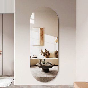 拱形镜子壁挂式全身家用高试衣镜自粘免打孔无框墙穿衣镜防爆