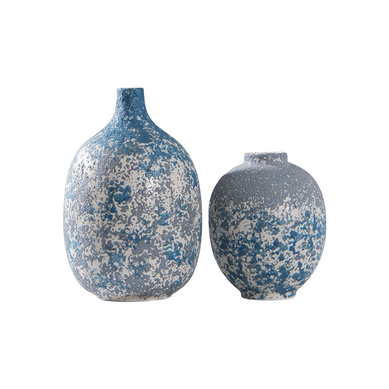 现代蓝斑点瓶干艺客厅插茶几餐桌软饰品图片