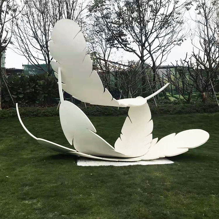 定制不锈钢羽毛雕塑 大型广场园林景观雕塑 不锈钢创意羽毛摆件