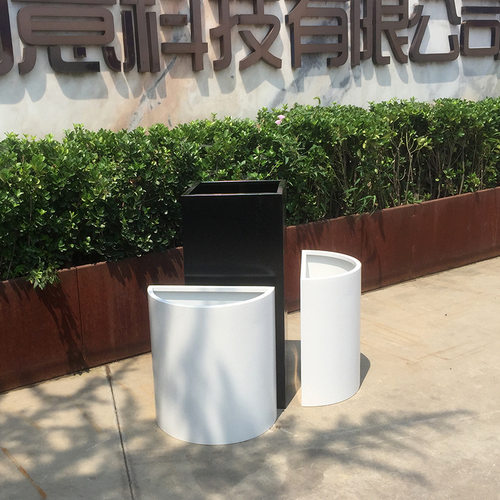 花箱 创意简约现代不锈钢花盆高低组合景区园林阳台花箱花钵厂家