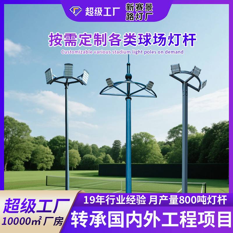 厂家定制球场灯杆6米8米10米户外加厚立杆操场足球篮球场照明灯杆