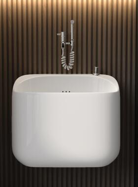 缪特拖布池壁挂式墩布池落地式家用拖帕池洗拖把地拖盆陶瓷拖把槽