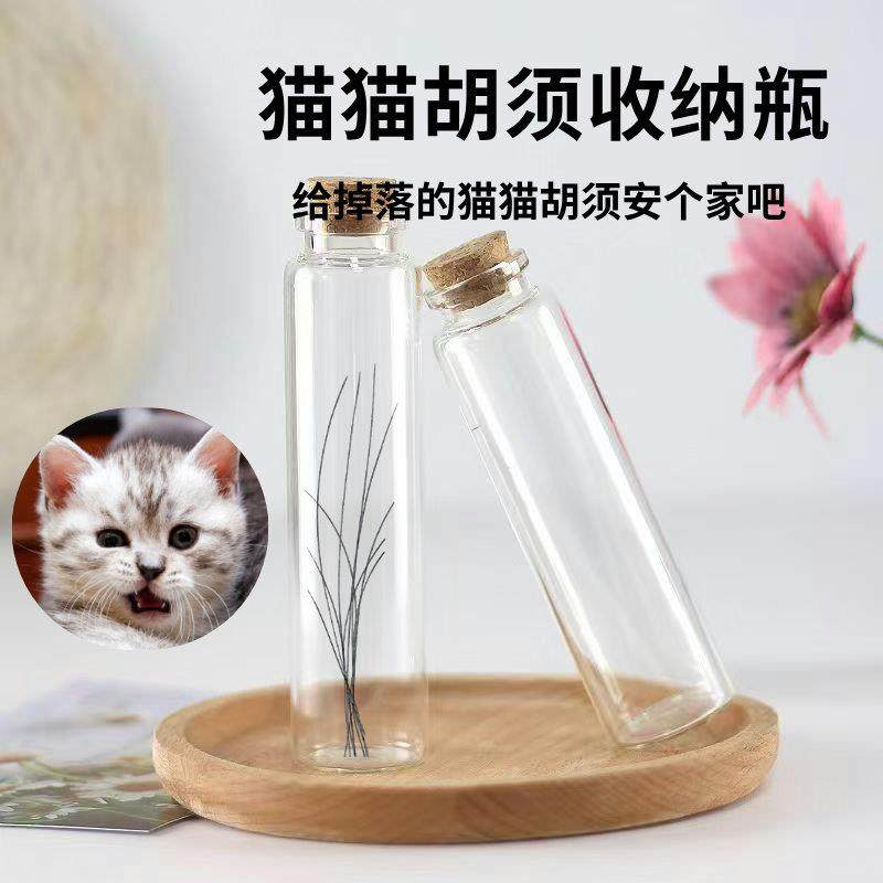 猫咪胡须毛发收纳许愿玻璃瓶宠物乳牙指甲收藏留念收集用品可DIY