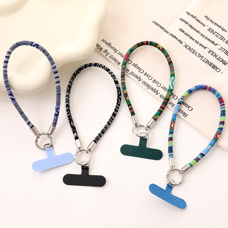 时尚新款民族风编织绳短款手机挂件手腕式手机挂链防丢手机链饰品