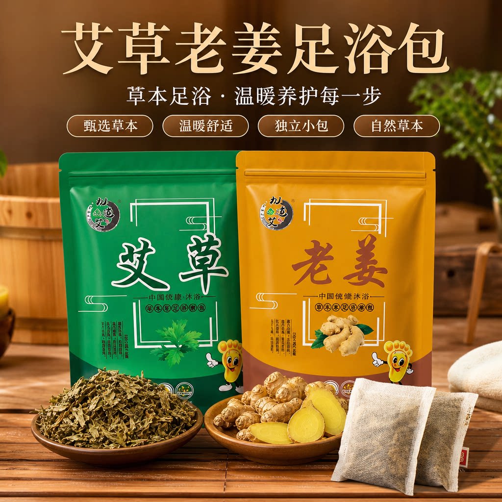 艾草艾叶藏红花老生姜益母草泡脚