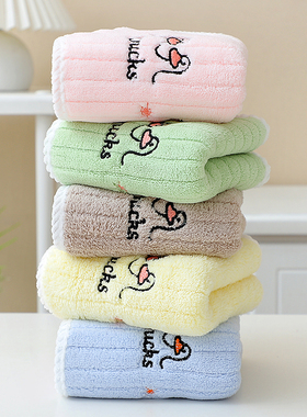 儿童毛巾洗脸家用幼儿园男女童宝宝柔软吸水方形非纯棉面巾不掉毛