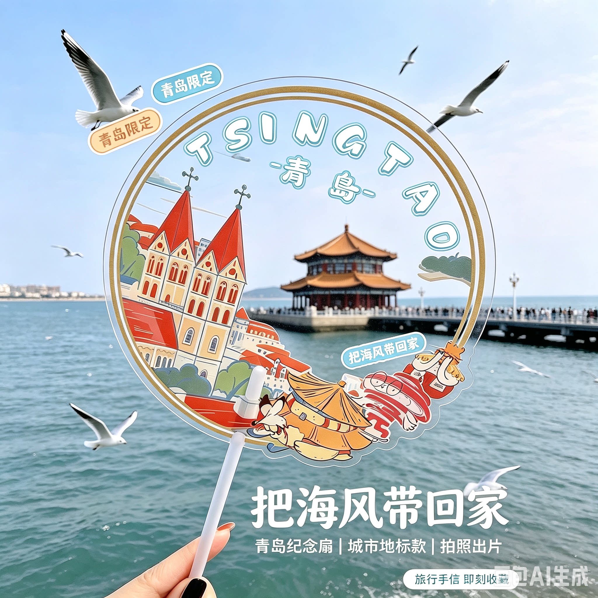 定制透明团扇网红打卡伴手礼图片