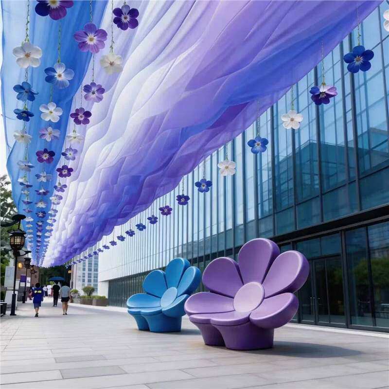 仿真花浪漫花海装饰纱幔户外商业景区公园私密造景氛围布置定制