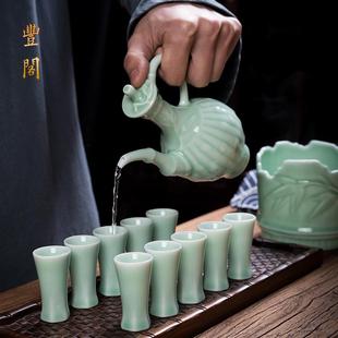 家用酒盅陶瓷酒具白酒杯仿古温酒器黄酒烫酒壶暖热酒 传统酒杯套装