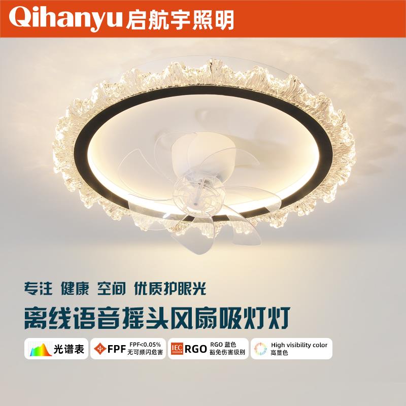 全光谱led护眼360读摇头风扇灯简约现代主卧灯新款家用房间电扇灯
