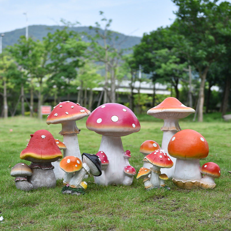 户外花园庭院装饰仿真蘑菇摆件雕塑草坪公园玻璃钢景观