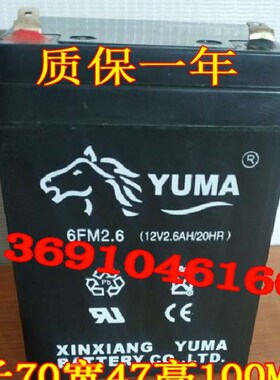 YUMA蓄电池 6FM2.6 12V2.6AH/20HR 电梯设备电池 应急电源用电瓶
