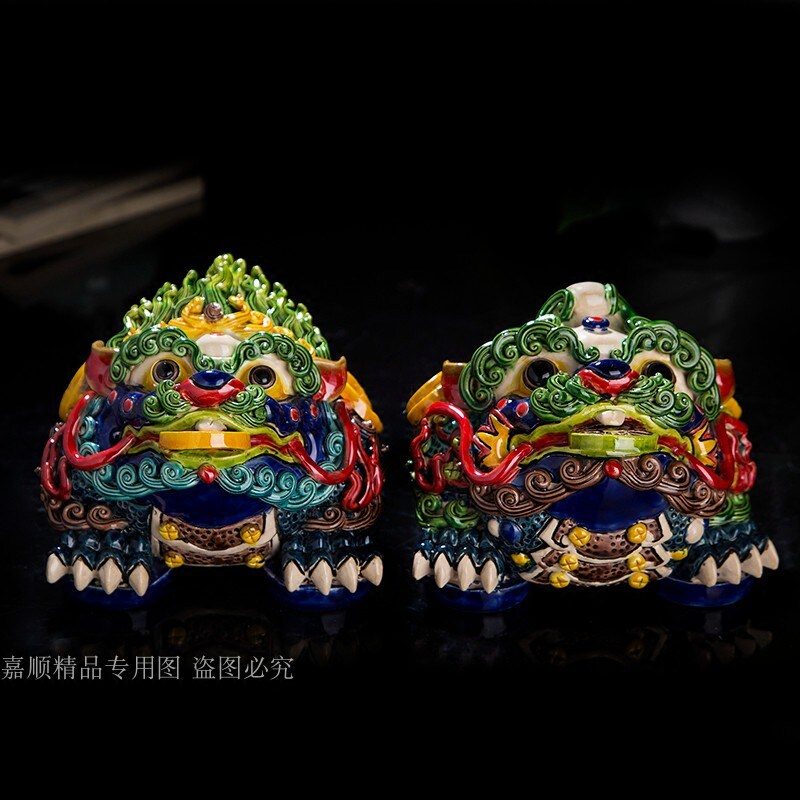 手工艺品交趾彩陶石湾陶瓷招财纳福金蟾摆件开业送礼三足金蟾聚财