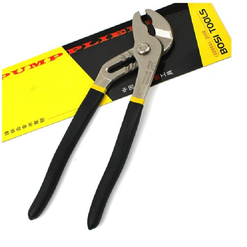 波斯工具 镍铁合金水泵钳 8寸 10寸 12寸 双沾塑柄 水管钳 弯嘴钳