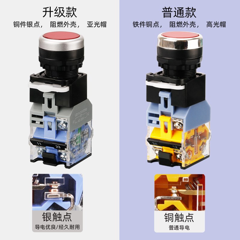带灯自复位平扭LA38-11D 11DN电源自锁DNZS按钮开关22mm 220V 24V
