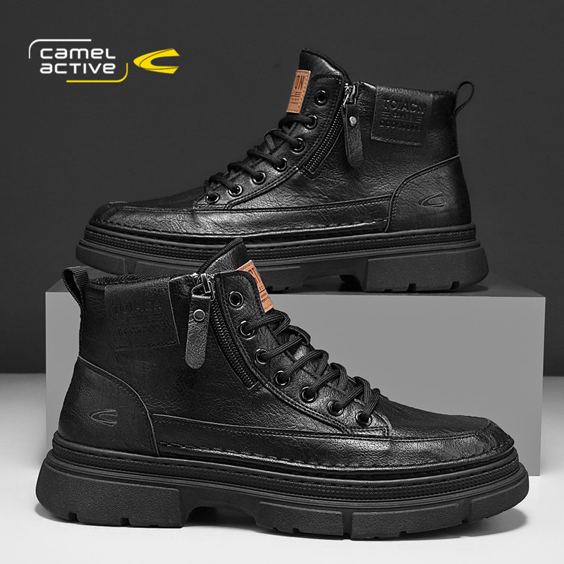 骆驼动感马丁靴男鞋2026新款爆款春秋冬季高帮增高端休闲皮鞋男士,流行男鞋,马丁靴,淘宝优惠券,粉丝福利购,淘宝优惠卷