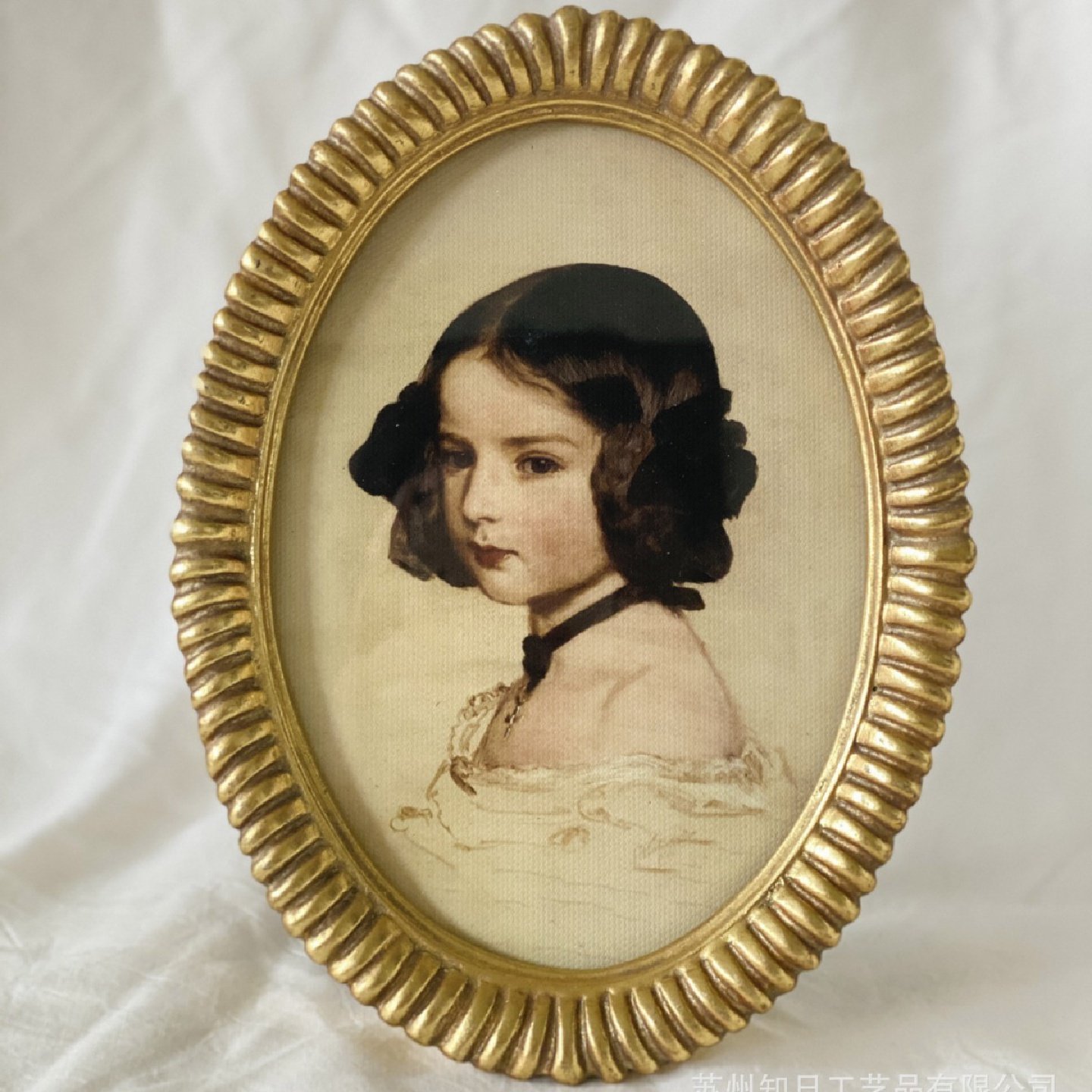 美式复古树脂相框7寸金箔椭圆摆台欧式小众油画框背景墙装饰挂画