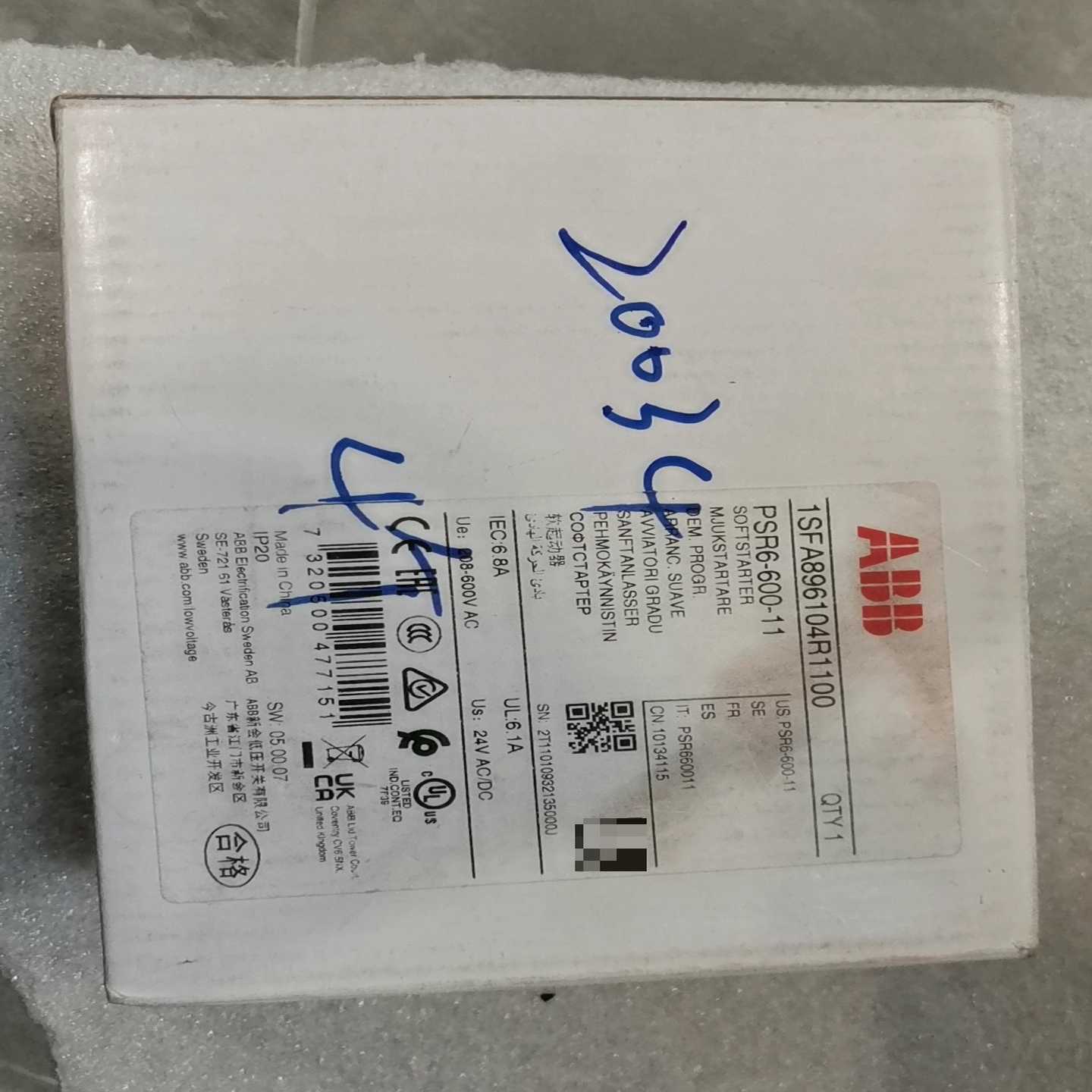 全新ABB软启动器PSR6-600-11，型号1SFA896--议价商品