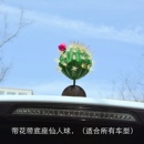 车顶装 汽车改装 饰仿真带花仙人球车身外饰品天线球车贴玩偶天线球