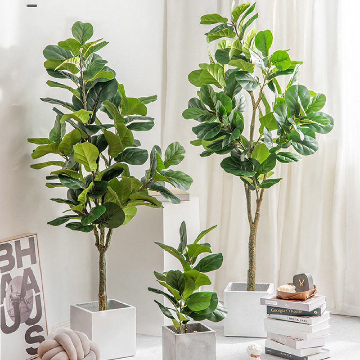 北欧ins仿真植物琴叶榕仿生绿植大型盆栽摆件客厅室内装饰假植物