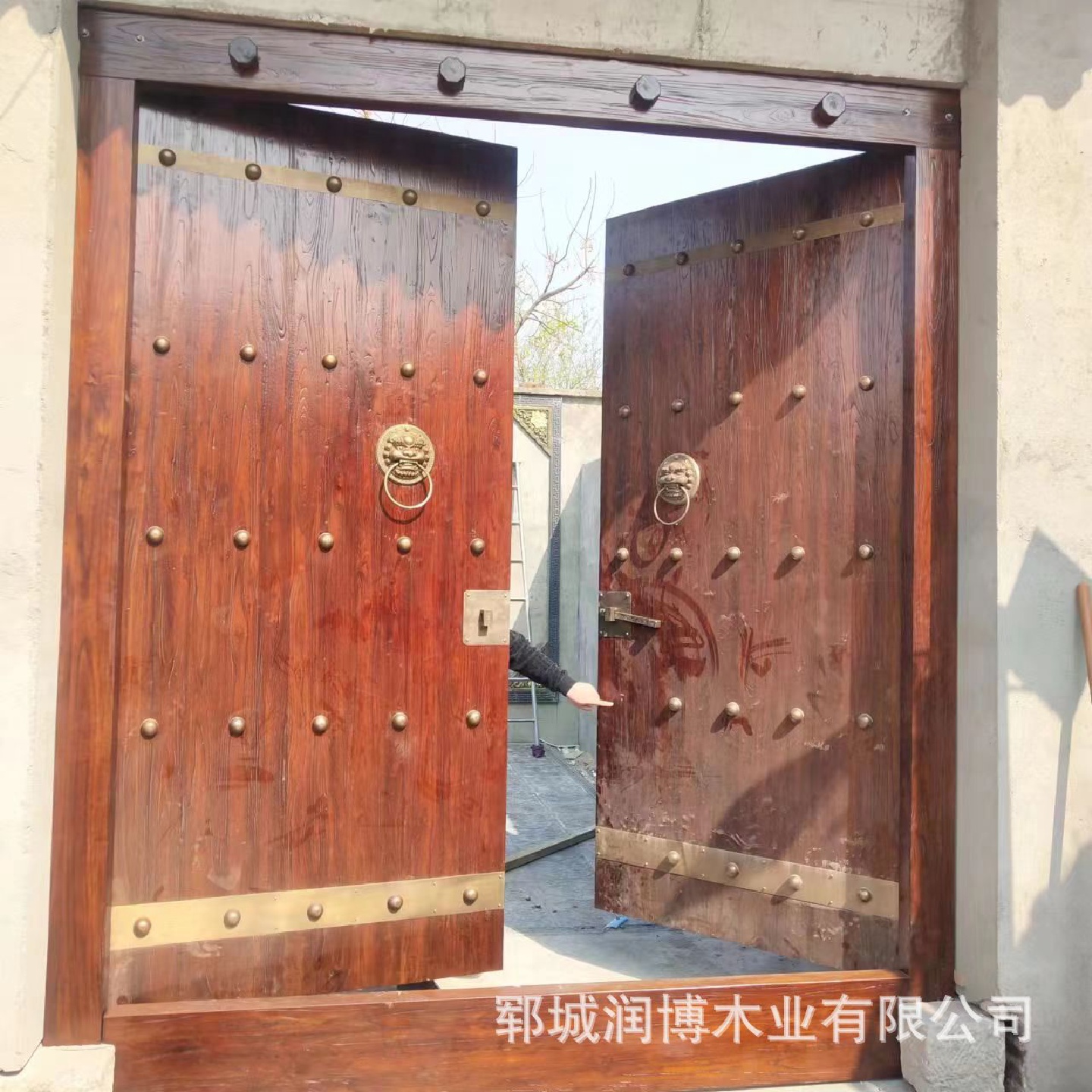 中式老榆木大门农村自建房别墅四合院庭院进户门仿古双开实木大门