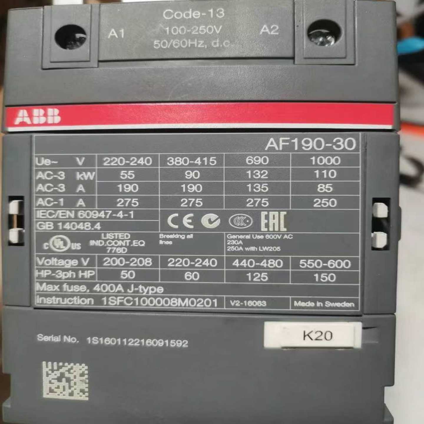 （贝贝商铺）ABB接触器 AF190-30