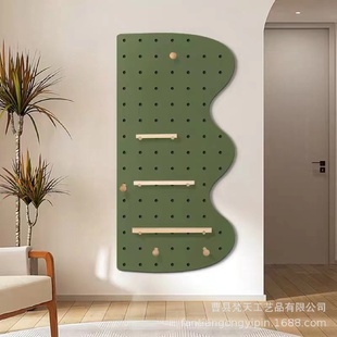 波浪异形实木洞洞板置物架入户玄关遮挡电表箱木质墙面收纳置物架