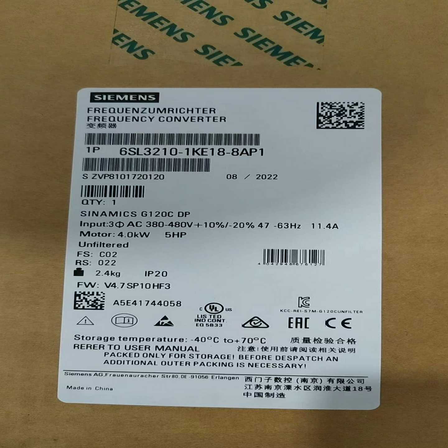 6SL3210-1KE18-8AP1变频器询价