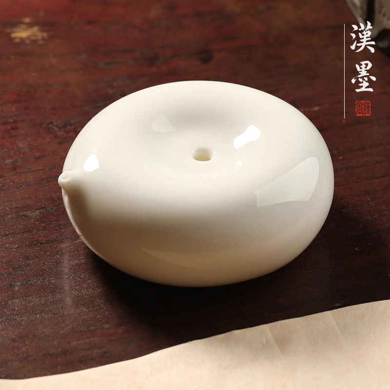 德化羊脂玉白瓷水滴 陶瓷砚滴砚台磨墨专用水盂滴水文房四宝
